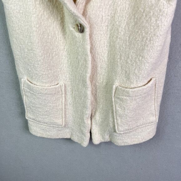 Tahari Tunic Vest Womens XL Wool Blend 1 Button Off White Sweater Pocket Nubby - Picture 4 of 10